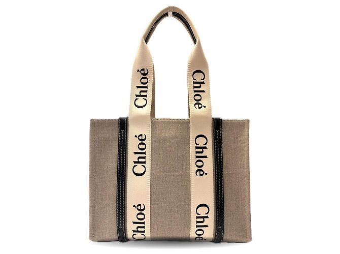 Chloé Woody Medium Tote Bag Beige
