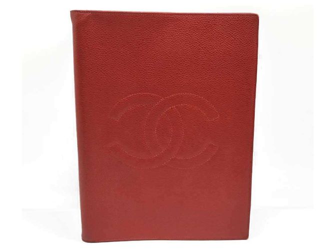 Chanel Red Grained Calfskin Notebook Cover