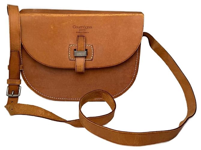 Sac en cuir vintage Courreges marron