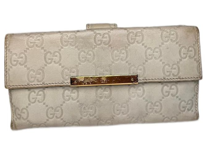 Vintage Gucci Monogramm Leder Geldbörse Weiß