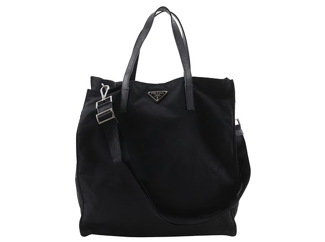 Tote Prada 2-Wege Schultertasche aus schwarzem Nylon