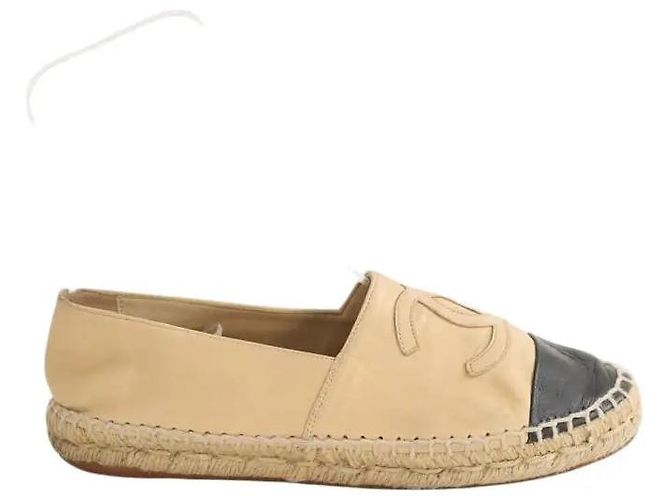 Chanel Beige Leder-Espadrilles