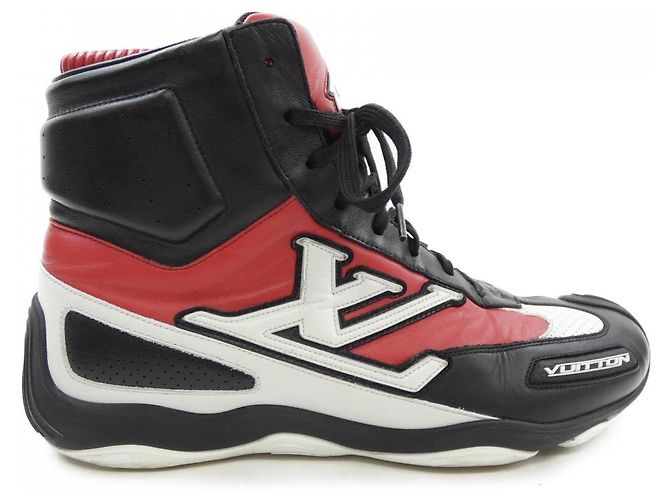 Baskets de course LV Footprint de Louis Vuitton Noir Blanc Rouge