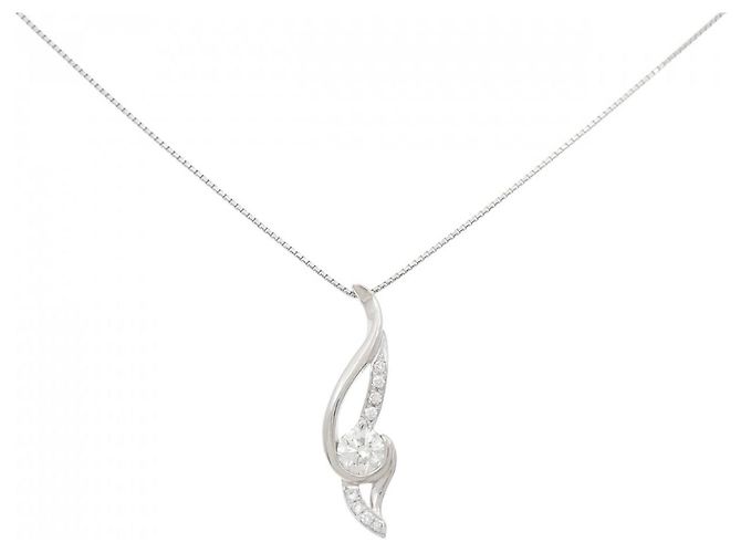Autre Marque Platin-Diamant-Halskette Silber