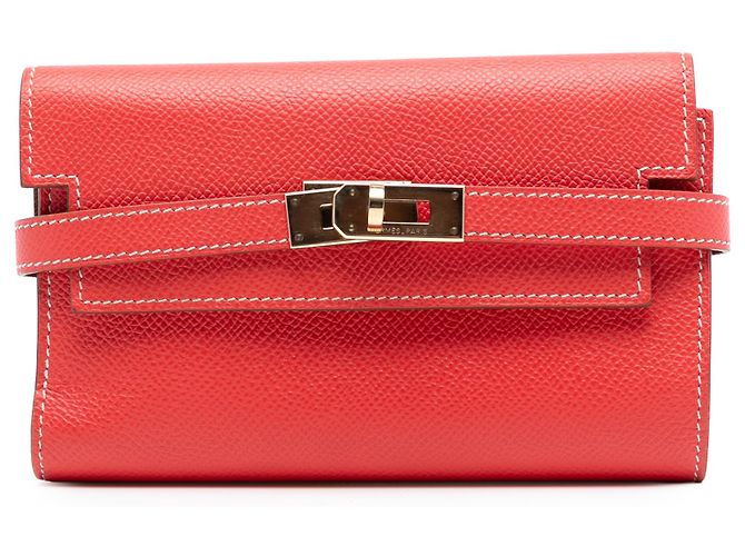 Hermès Red Epsom Kelly Depliant Wallet