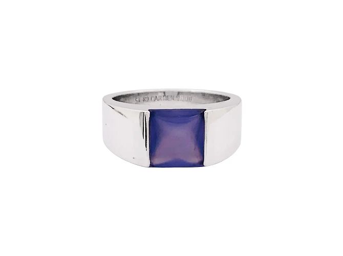 CARTIER Tank Ring, Weißgold, Chalcedon.