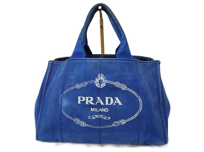 Prada Denim Canvas Top Handle Bag Blue