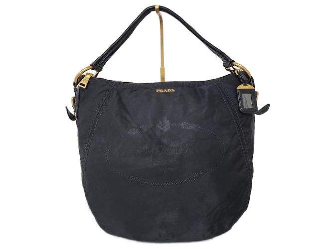 Bolsa hobo de nylon Tessuto Canapa preta da Prada Preto