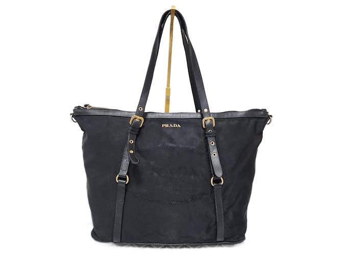 Prada Jacquard Logo Wendetasche Schwarz