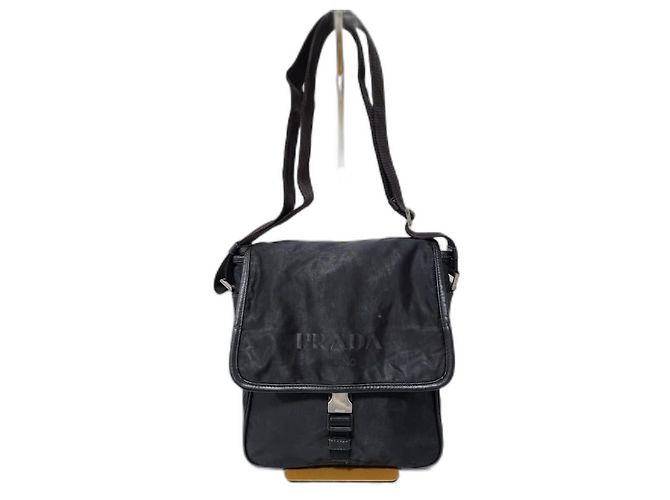 Bolsa mensageiro Prada Tessuto com fivela preta Preto