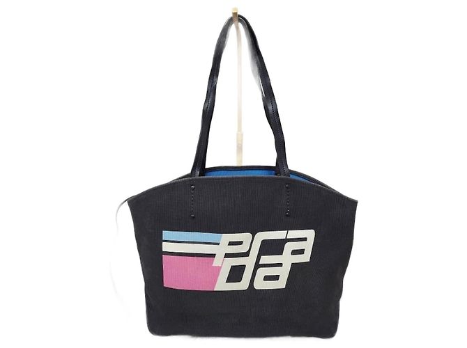 Borsa tote Prada Canapa Racing Logo Nera Nero