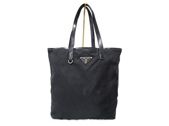 Bolsa tote Tessuto em nylon e couro Prada preta Preto