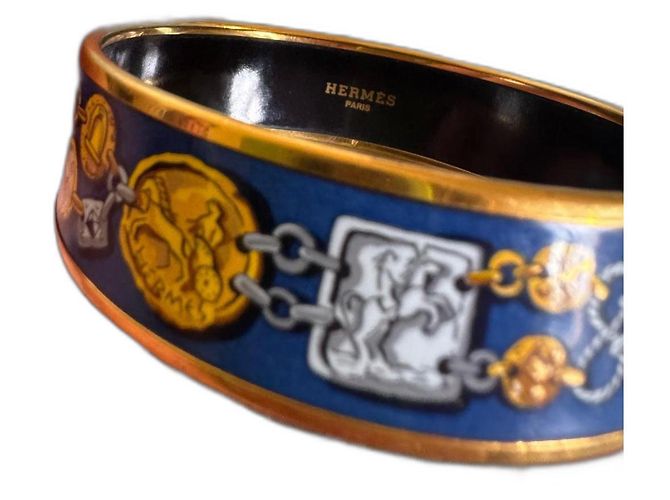Pulseira Hermès Azul Dourada Gold hardware