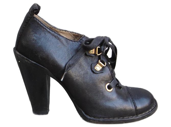 Dolce & Gabbana Derbies con tacco in pelle marrone scuro