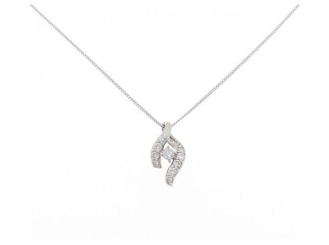 Autre Marque Platin-Diamant-Halskette Silber