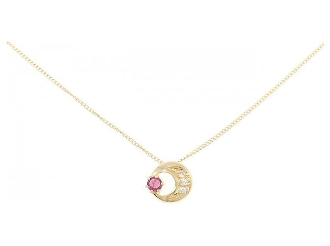 Autre Marque Collar de Rubí y Diamantes Au750 Dorado