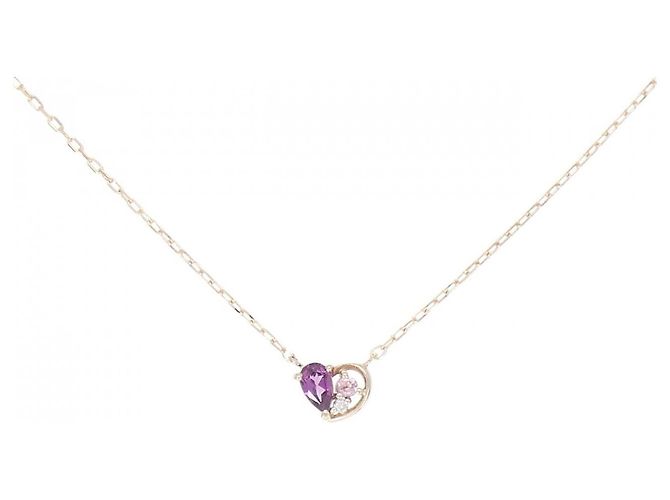Autre Marque Collar de granate en oro rosa K10 con diamantes de turmalina