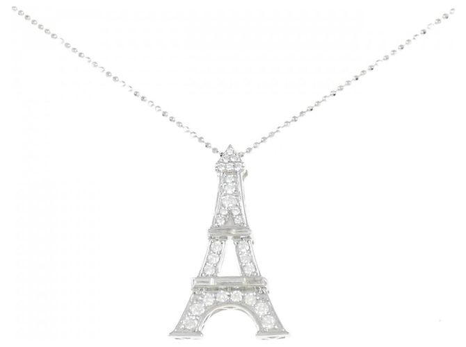 Autre Marque Collar de diamante en oro blanco Au750 Plata