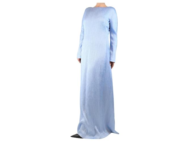 Autre Marque Light blue plisse maxi dress - size UK 12 Triacetate  ref.2670674
