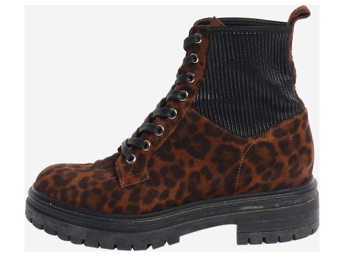 Gianvito Rossi Leopard print ankle boots - size EU 37 Brown