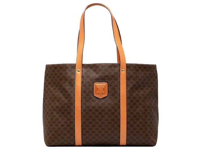 Céline Bolso tote de lona recubierta Macadam marrón de Celine Castaño