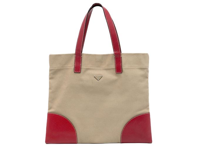 Prada Brown Cinghiale Trimmed Canapa Tote