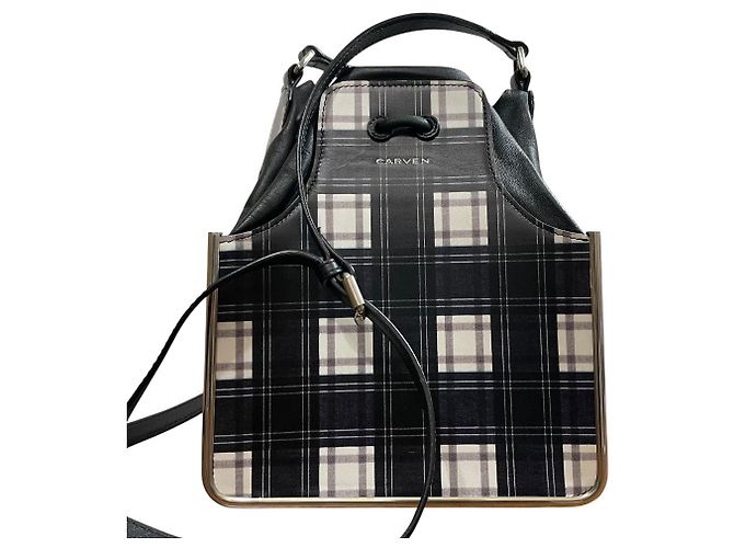 Autre Marque Bolsa de Ombro Carven Check Preto Branco