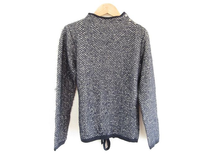 Autre Marque Aquascutum Hahnentritt-Strickpullover Blau Marineblau
