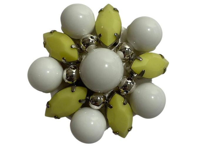 Autre Marque Rene Blumenmotiv Brosche Weiß
