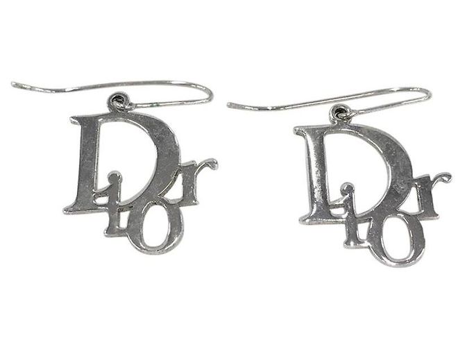 Orecchini a cerchio in argento con logo Christian Dior