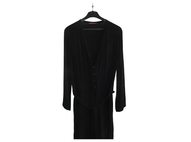 Autre Marque Macacão preto de viscose com decote em V e renda