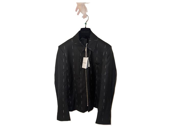 Givenchy Black Wool Jacquard Logo Jacket