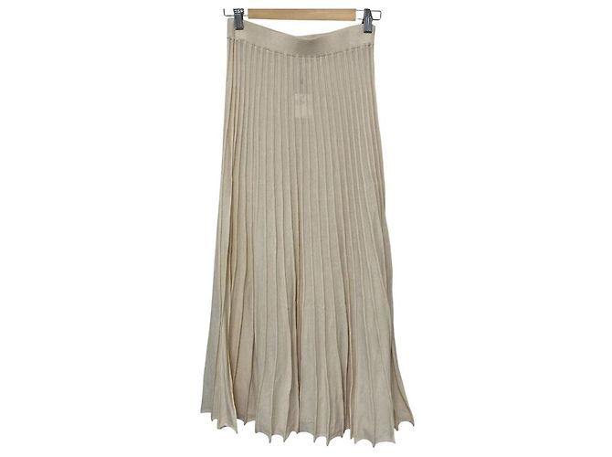 Autre Marque Ron Herman Strick Faltenrock Beige