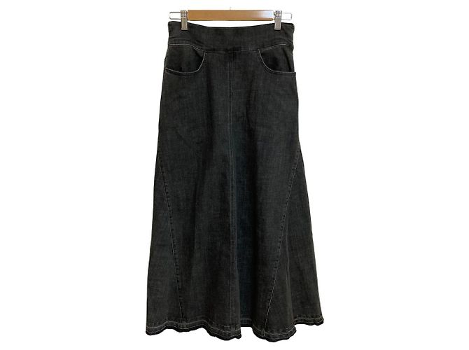 Autre Marque Drei-Punkte-Jeansvolantrock Schwarz