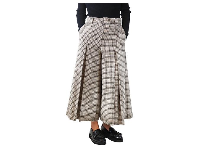 Zimmermann Brown houndstooth wool cullottes - size UK 12