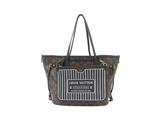 Bolsa Louis Vuitton Monogram Neverfull Inside-Out MM Marrom Preto Monograma