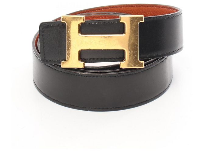 Hermès Hermes Constance H Belt Black Orange