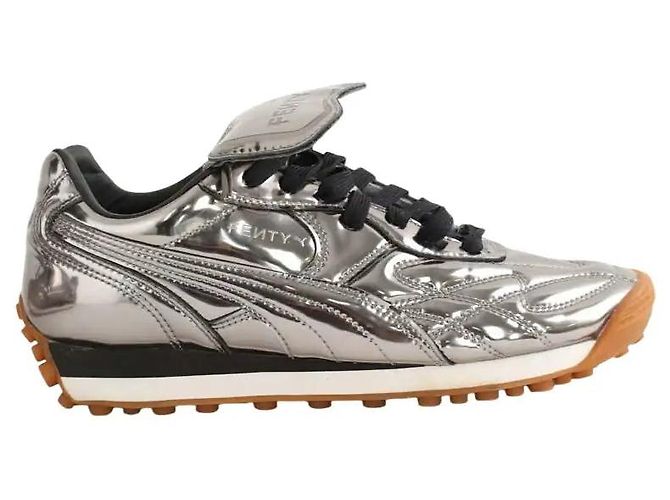 Fenty Zapatillas de cuero charol plateadas Plata