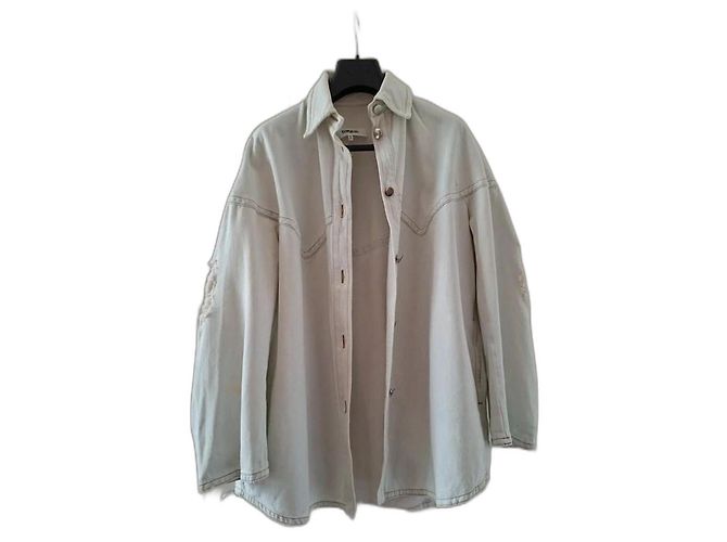 Maison Martin Margiela Giacca fatta a camicia larga svasata lunga Blu chiaro