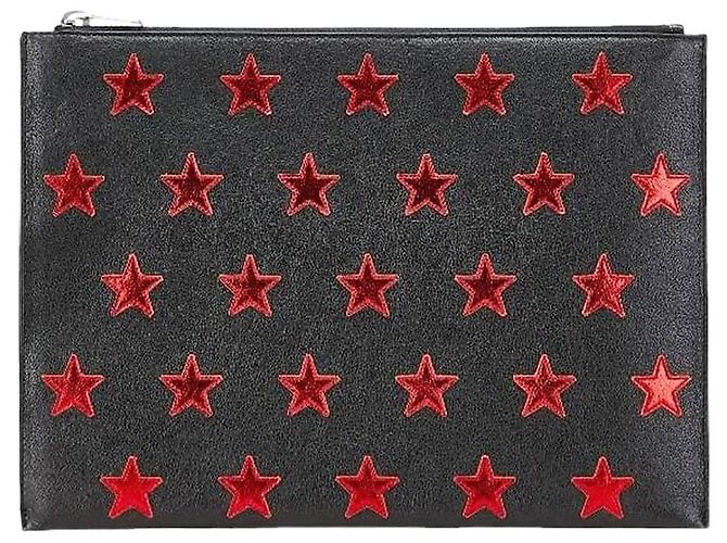 Saint Laurent Schwarze Stern-Leder-Clutch