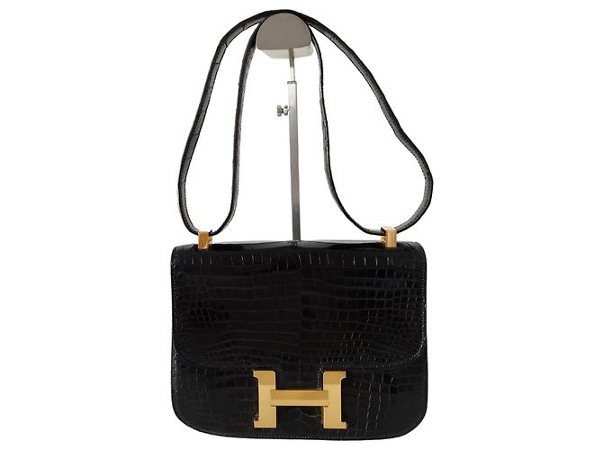 Hermès Bolsa Hermes Constance 23 em Crocodilo Preto