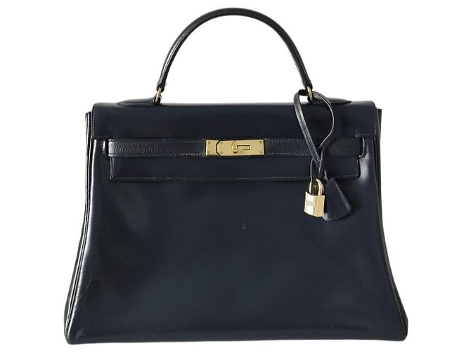 Hermès Hermes Kelly 32 in navy blue box leather