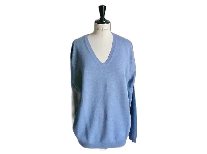 ERIC BOMPARD Herren V-Ausschnitt Kaschmirpullover TXXL NEU MIT ETIKETT Hellblau