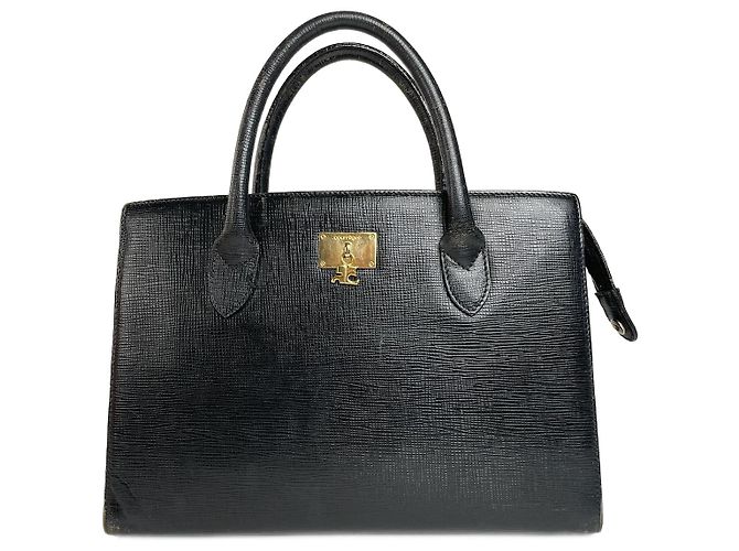 Vintage Courreges Lederhandtasche schwarz