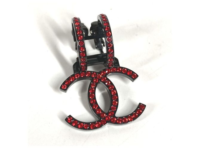Pendientes de strass Coco Mark Swing de Chanel B17S Negro Roja