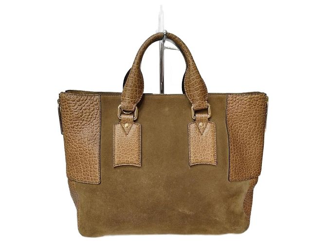 Bolsa Burberry Calaghan de couro e camurça camel Bege