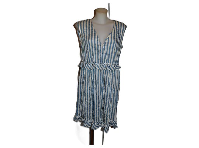 Vestido Love Moschino Blanco Turquesa Seda Algodón