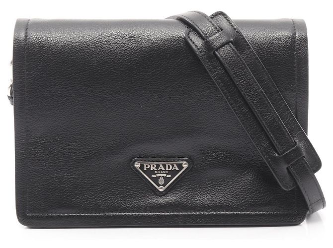Sac à épaule Prada GLACE'CALF en cuir noir