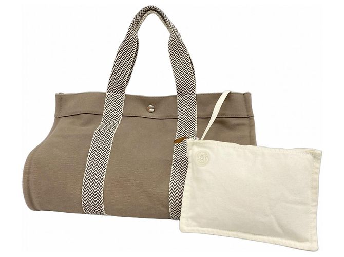 Borsa tote Hermès Cannes MM Marrone Tela