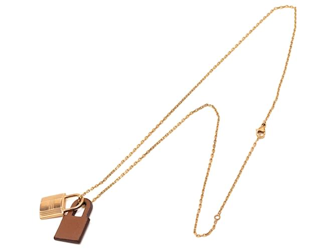 Hermès Gold Gold Plated Swift O Kelly Pendant Necklace Golden Metal Gold-plated